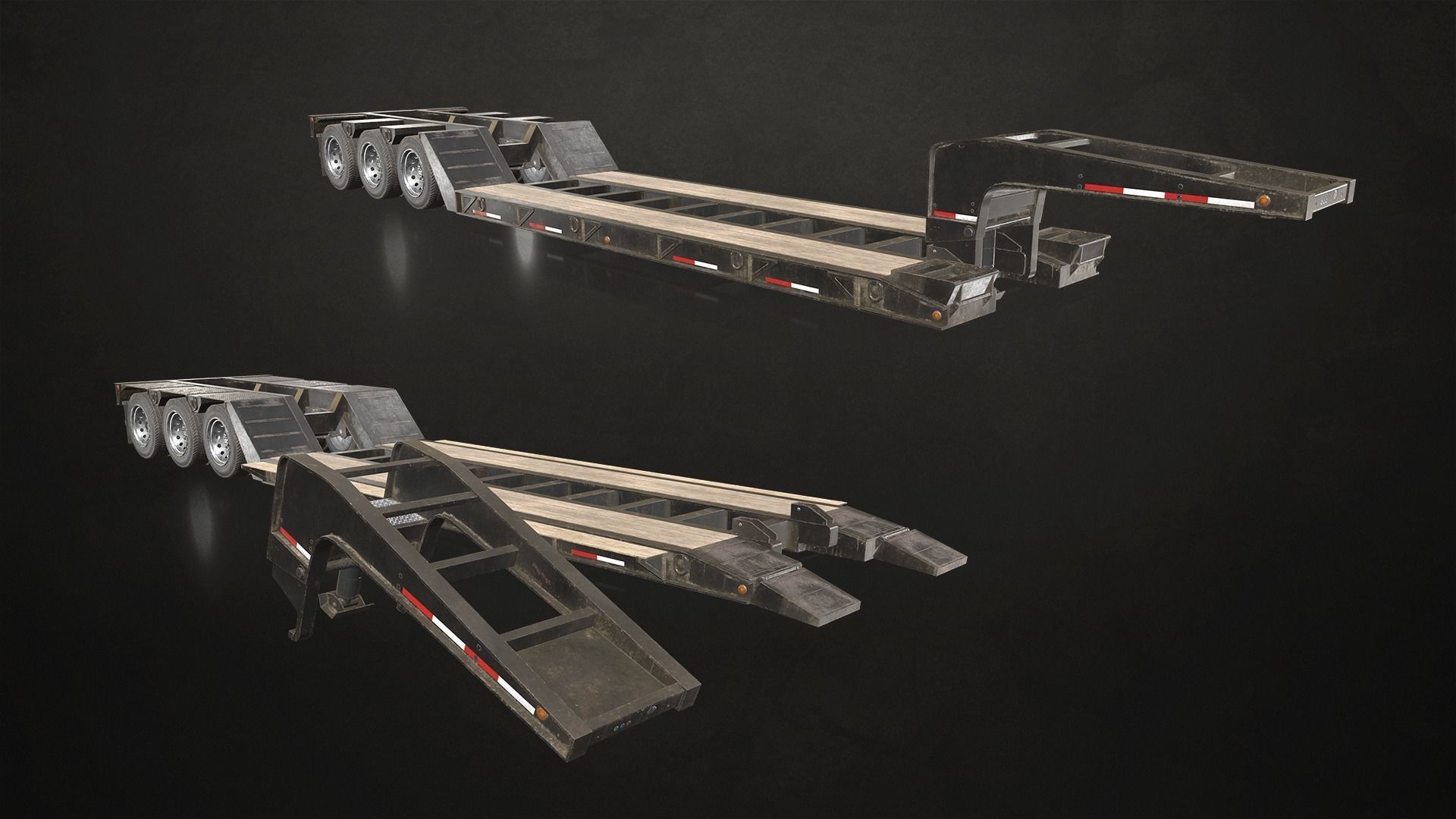 Lowboy Trailer Low-poly 3D model_10