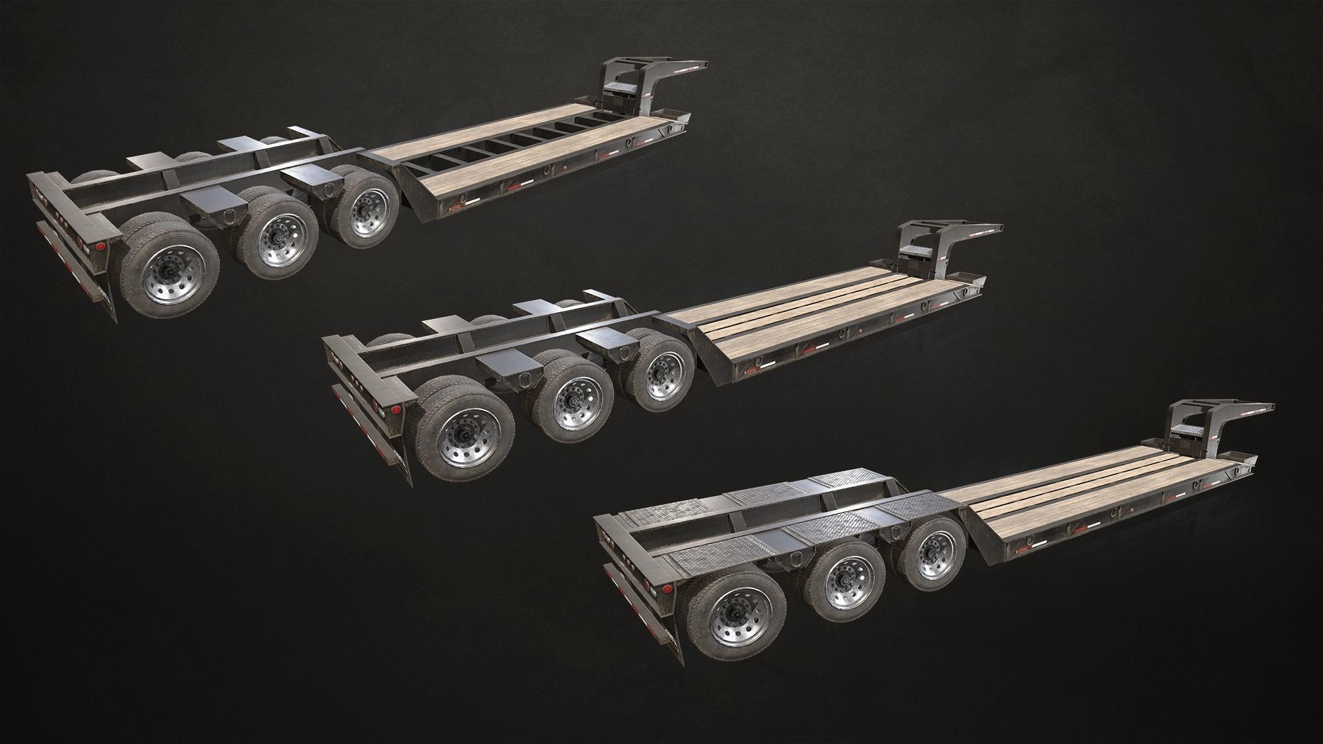 Lowboy Trailer Low-poly 3D model_7