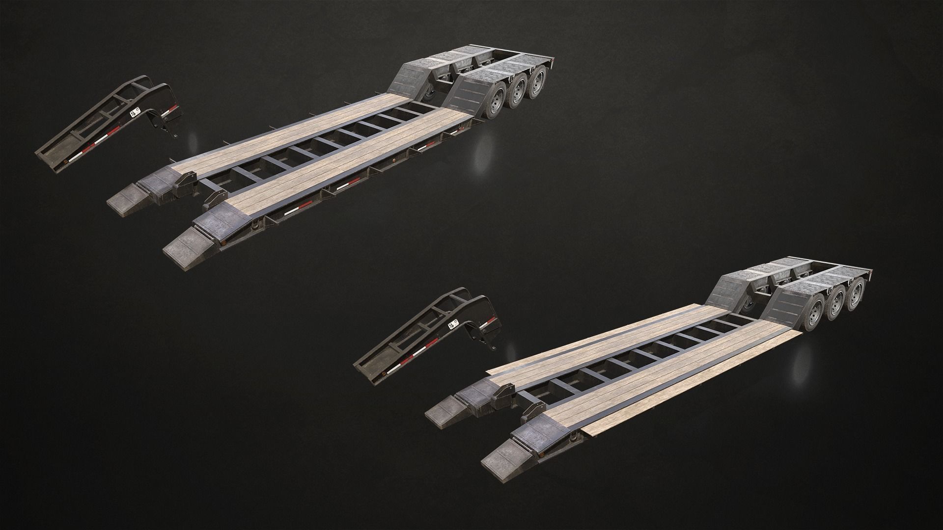 Lowboy Trailer Low-poly 3D model_3