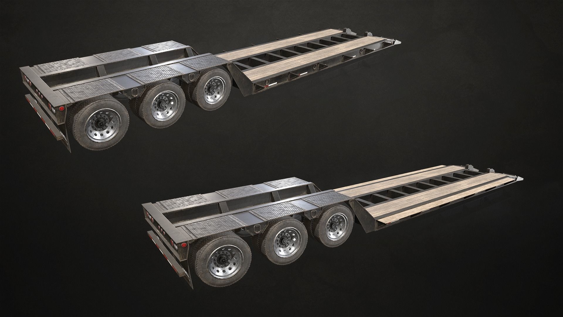 Lowboy Trailer Low-poly 3D model_8