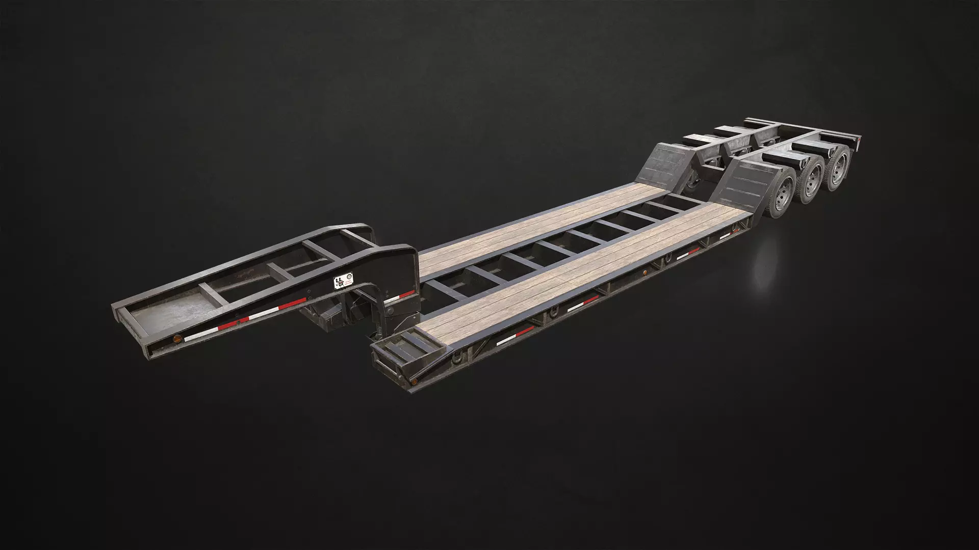 Lowboy Trailer Low-poly 3D model_0