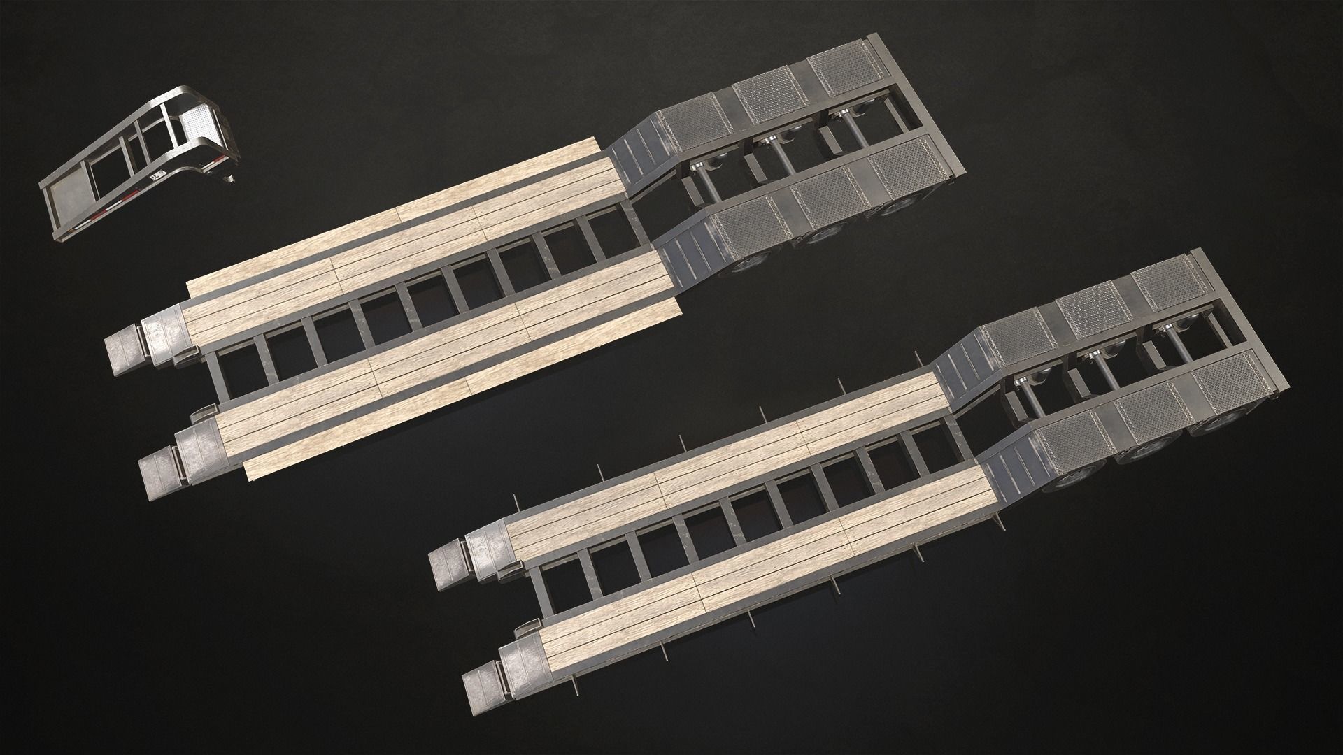 Lowboy Trailer Low-poly 3D model_13