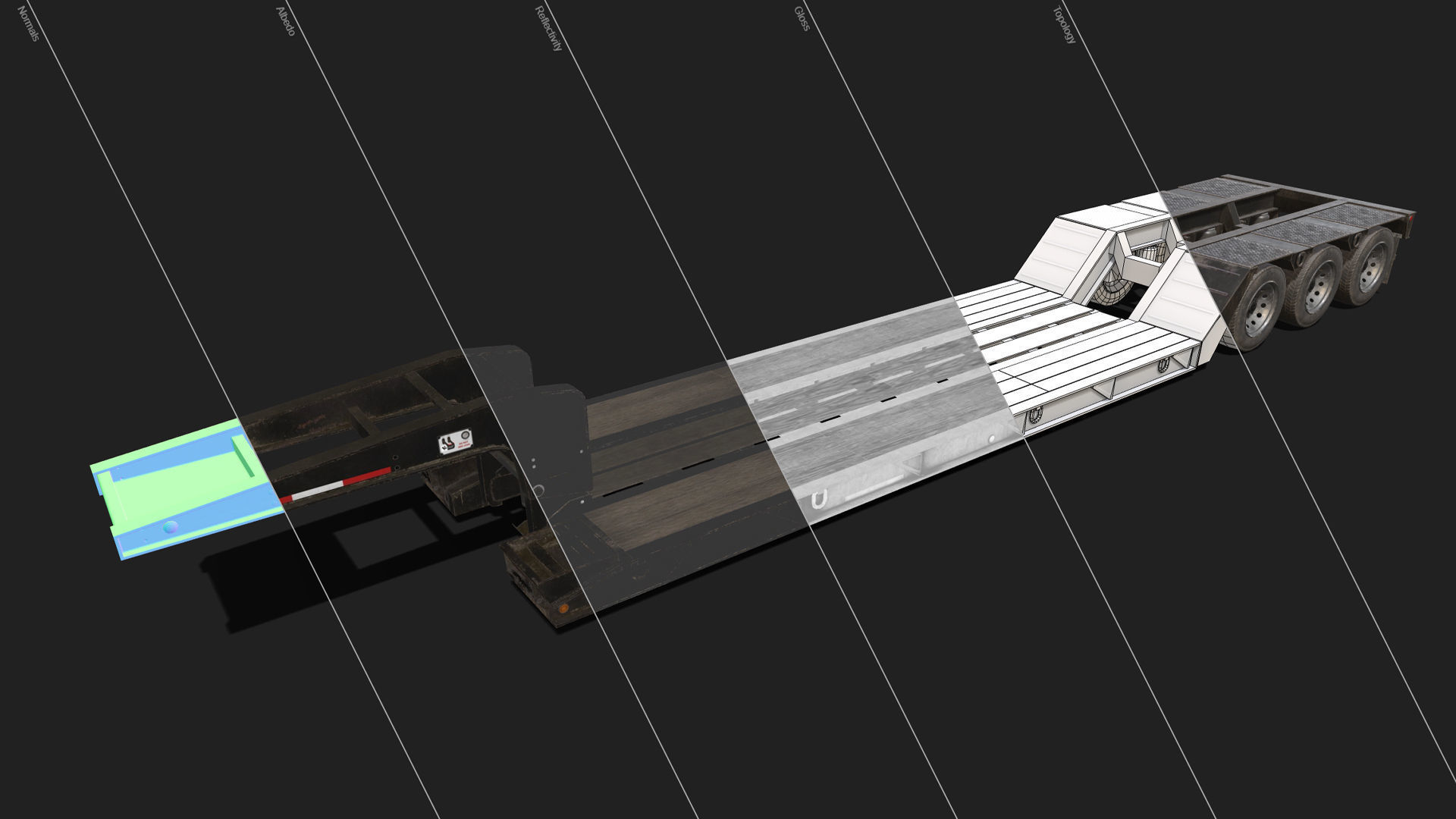 Lowboy Trailer Low-poly 3D model_19