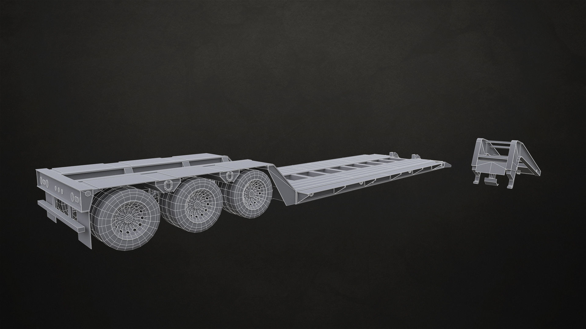 Lowboy Trailer Low-poly 3D model_18