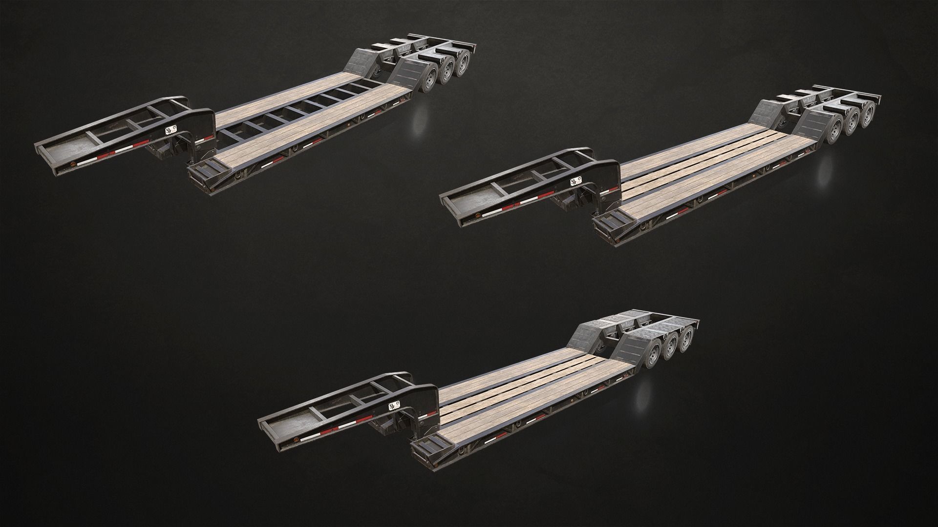 Lowboy Trailer Low-poly 3D model_2