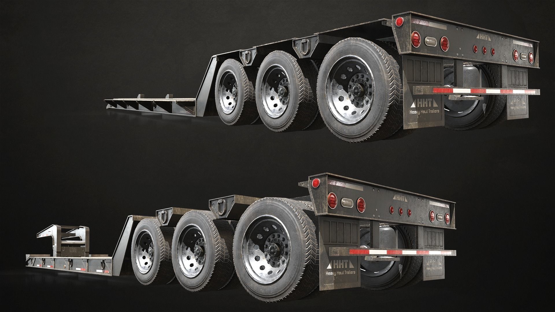 Lowboy Trailer Low-poly 3D model_9