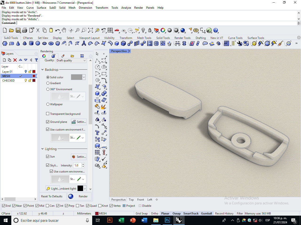 Plastic button for watch DW-6900 compatible 3D print model_18