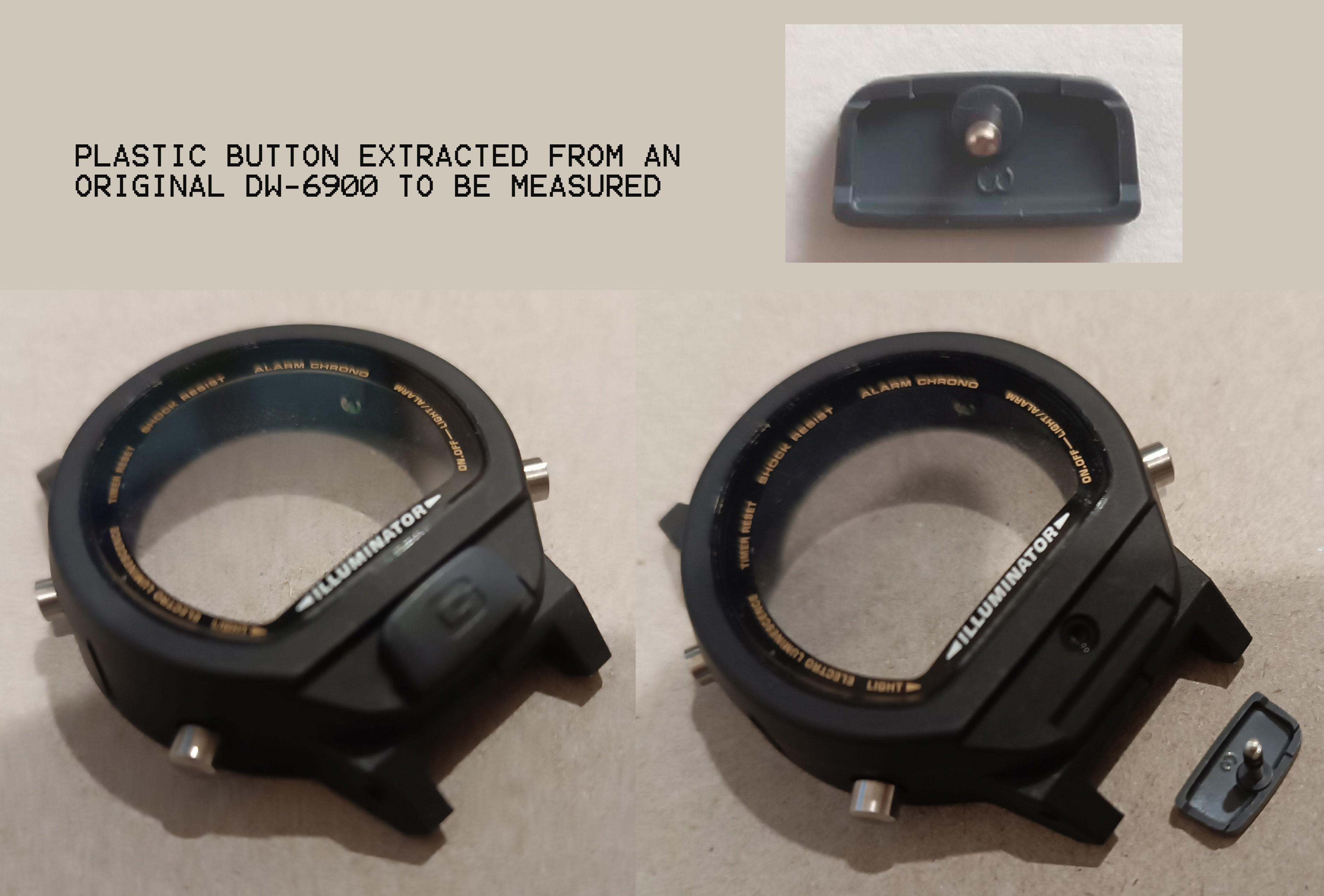 Plastic button for watch DW-6900 compatible 3D print model_1