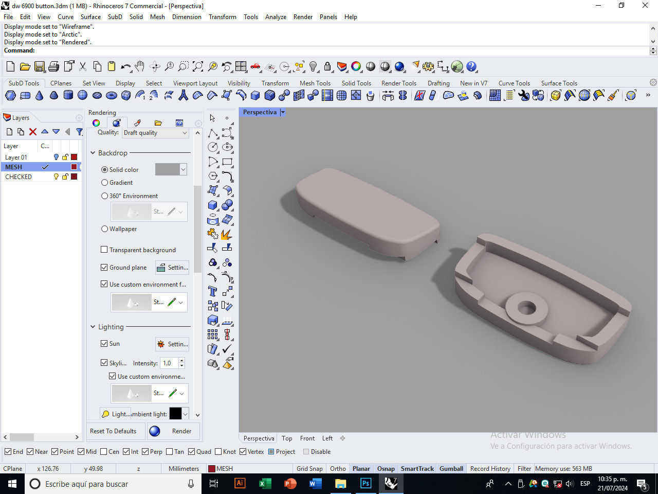 Plastic button for watch DW-6900 compatible 3D print model_17