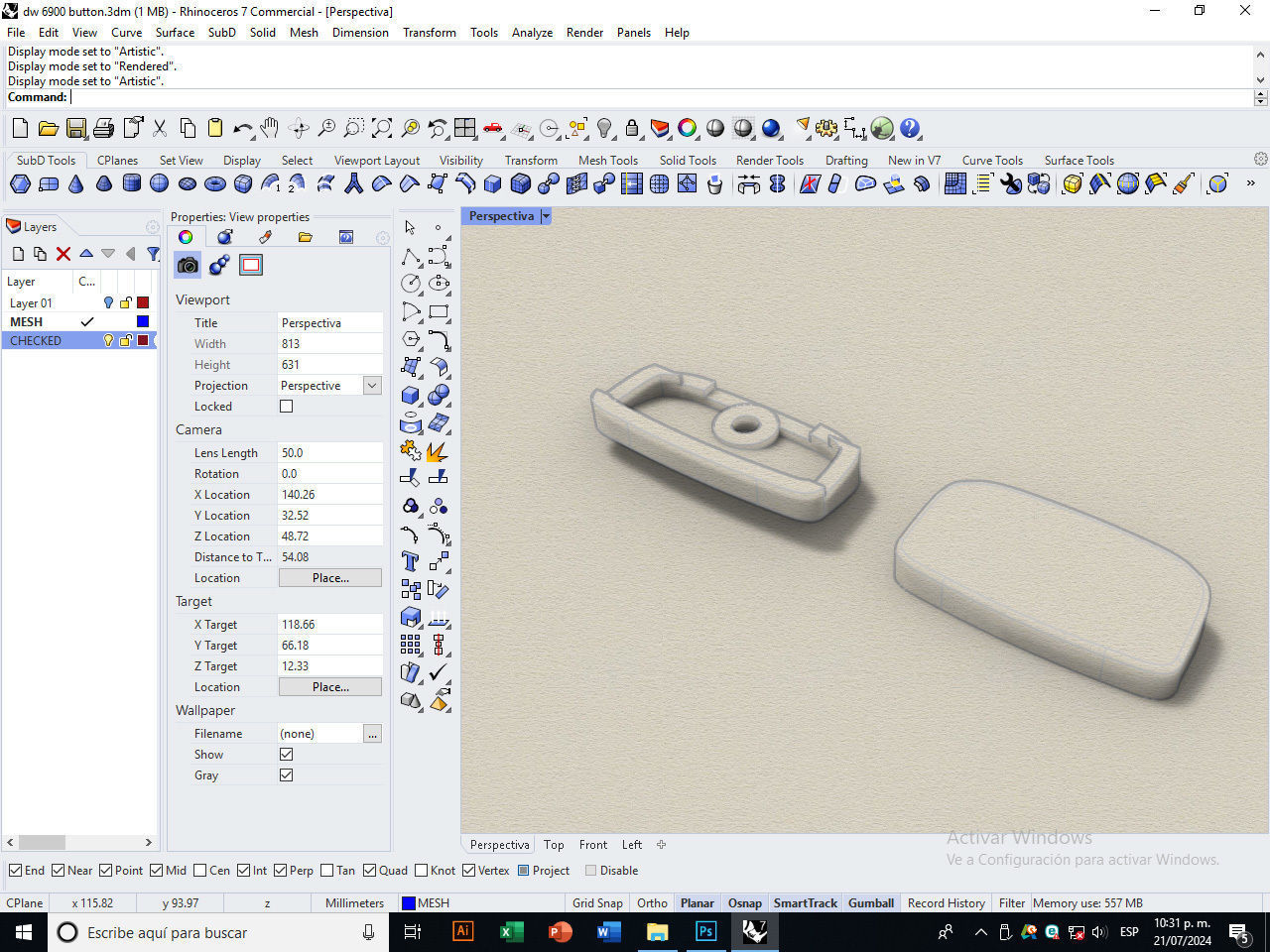 Plastic button for watch DW-6900 compatible 3D print model_10