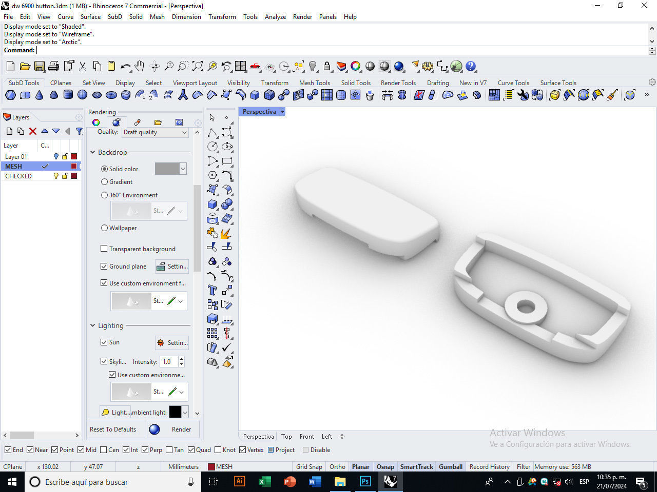 Plastic button for watch DW-6900 compatible 3D print model_16