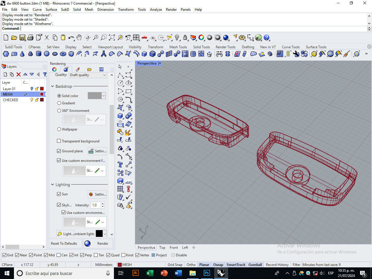Plastic button for watch DW-6900 compatible 3D print model_15