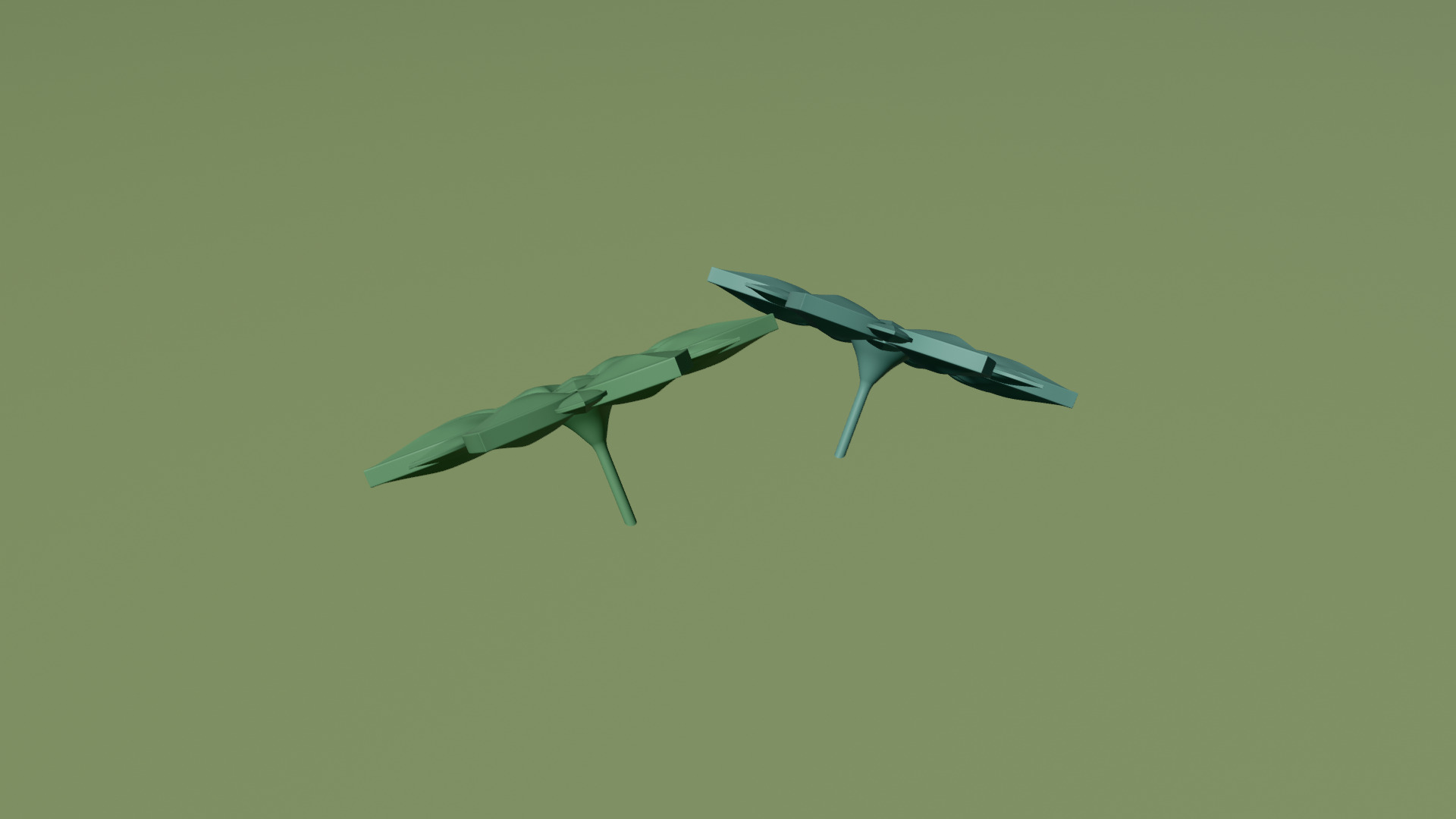 Gold Earrings Low-poly 3D model_9