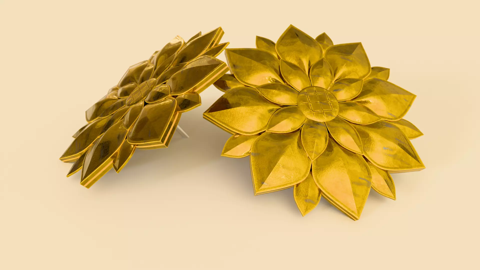 Gold Earrings Low-poly 3D model_0