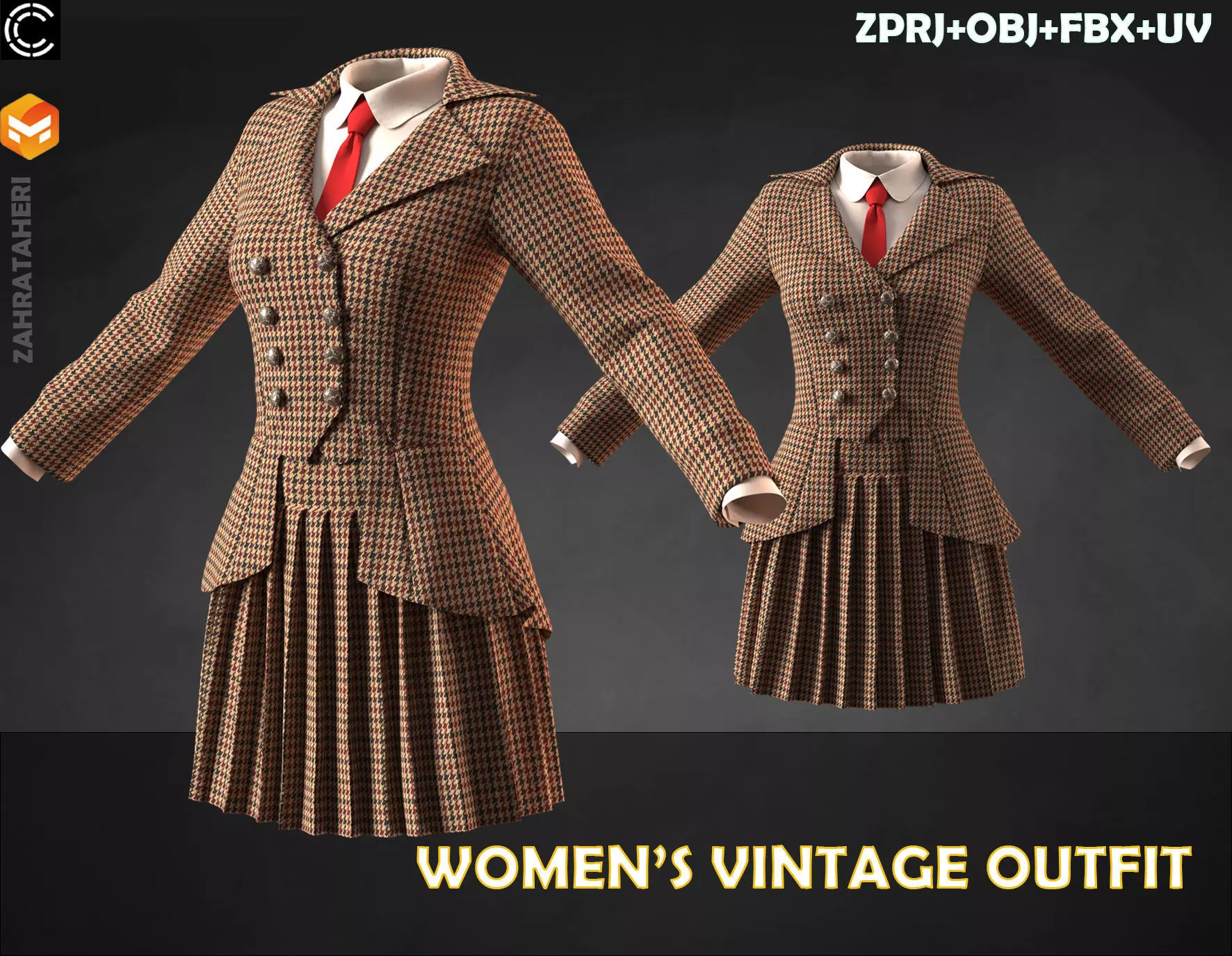 WOMEN S VINTAGE OUTFIT 3D model