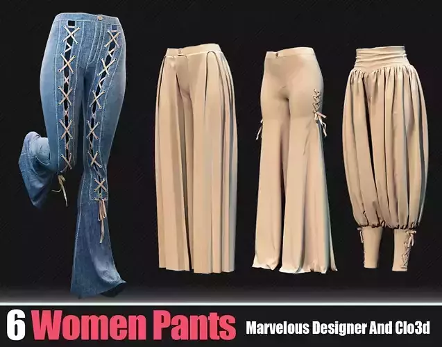 6 Pants Women In Marvelous Designer Vol 01