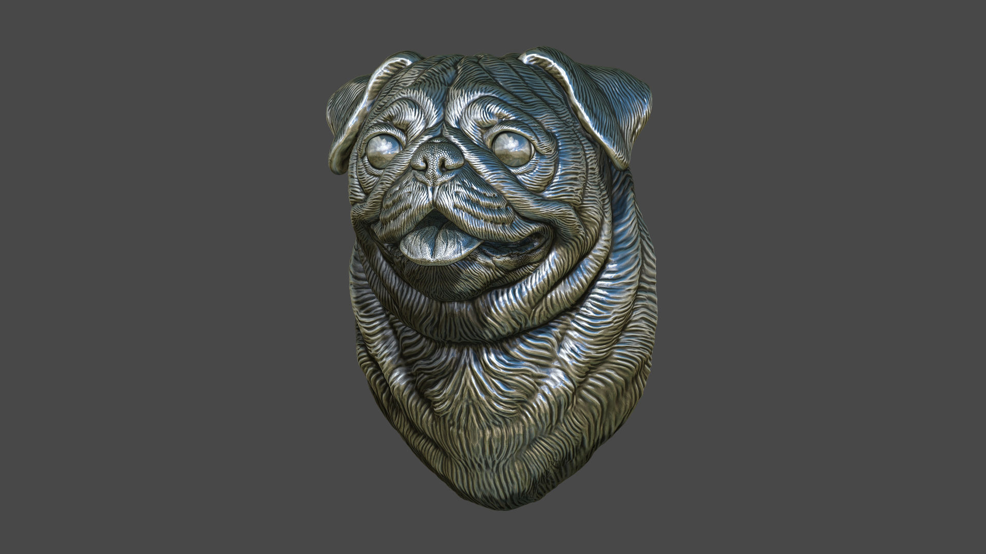 Pug bust version 1 3D print model_2