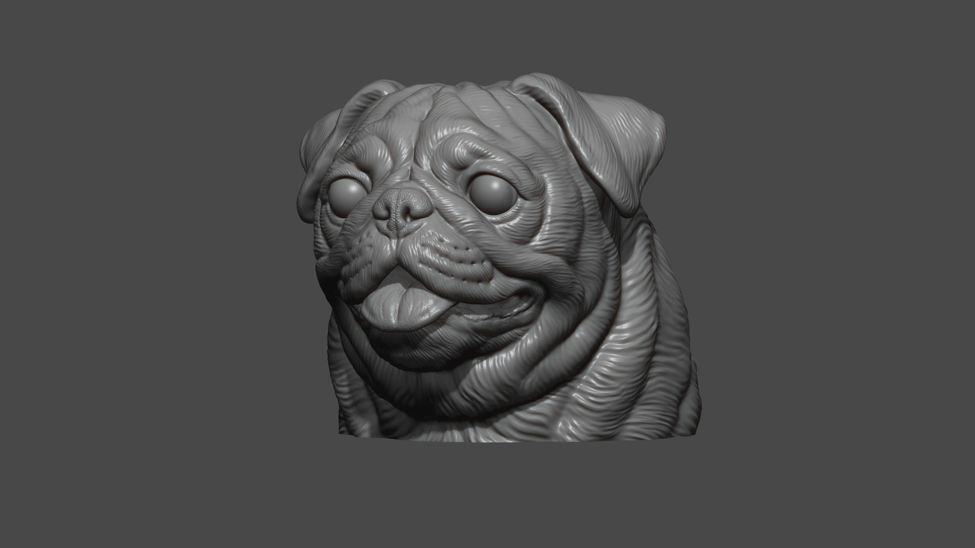 Pug bust version 1 3D print model_9