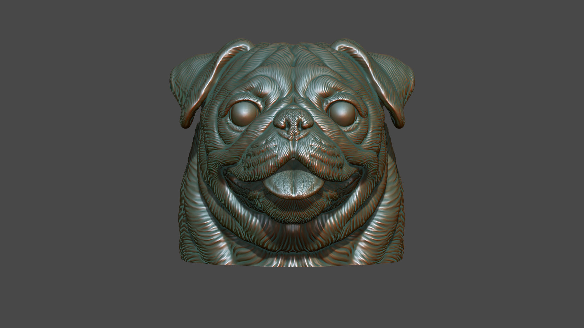 Pug bust version 1 3D print model_12