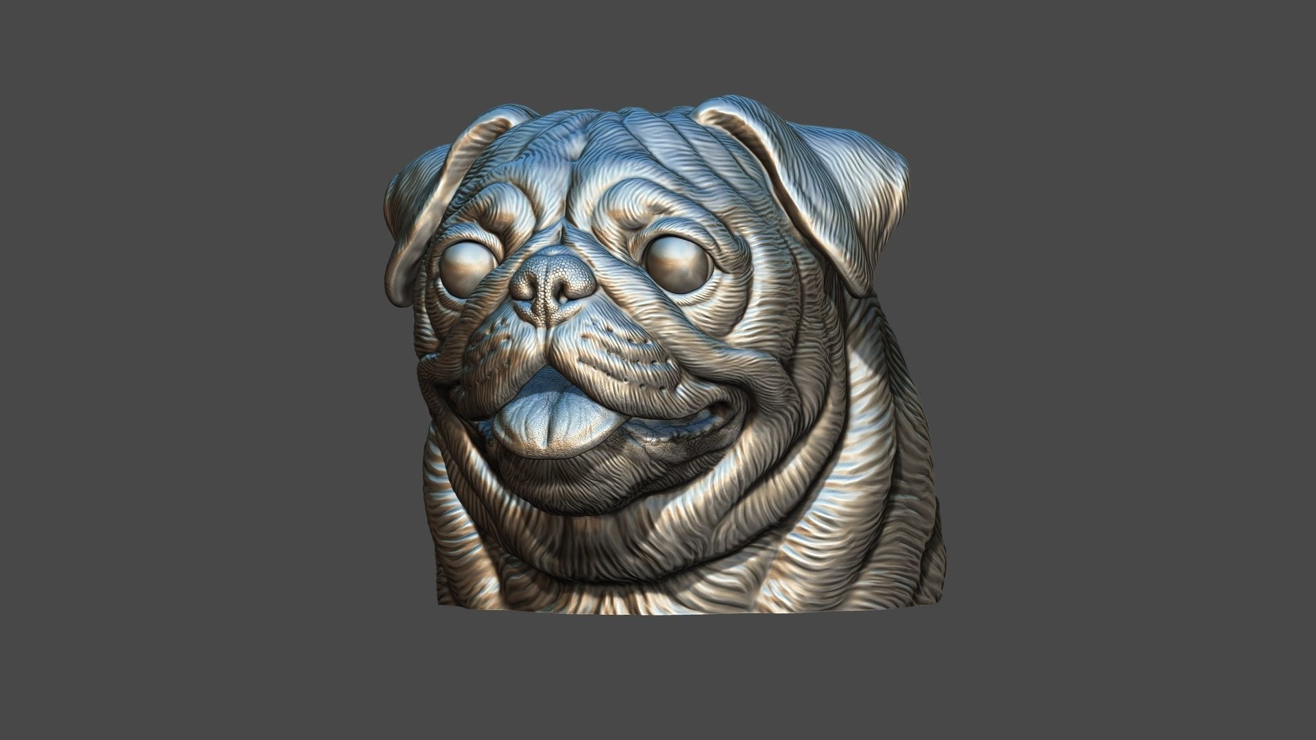 Pug bust version 1 3D print model_13