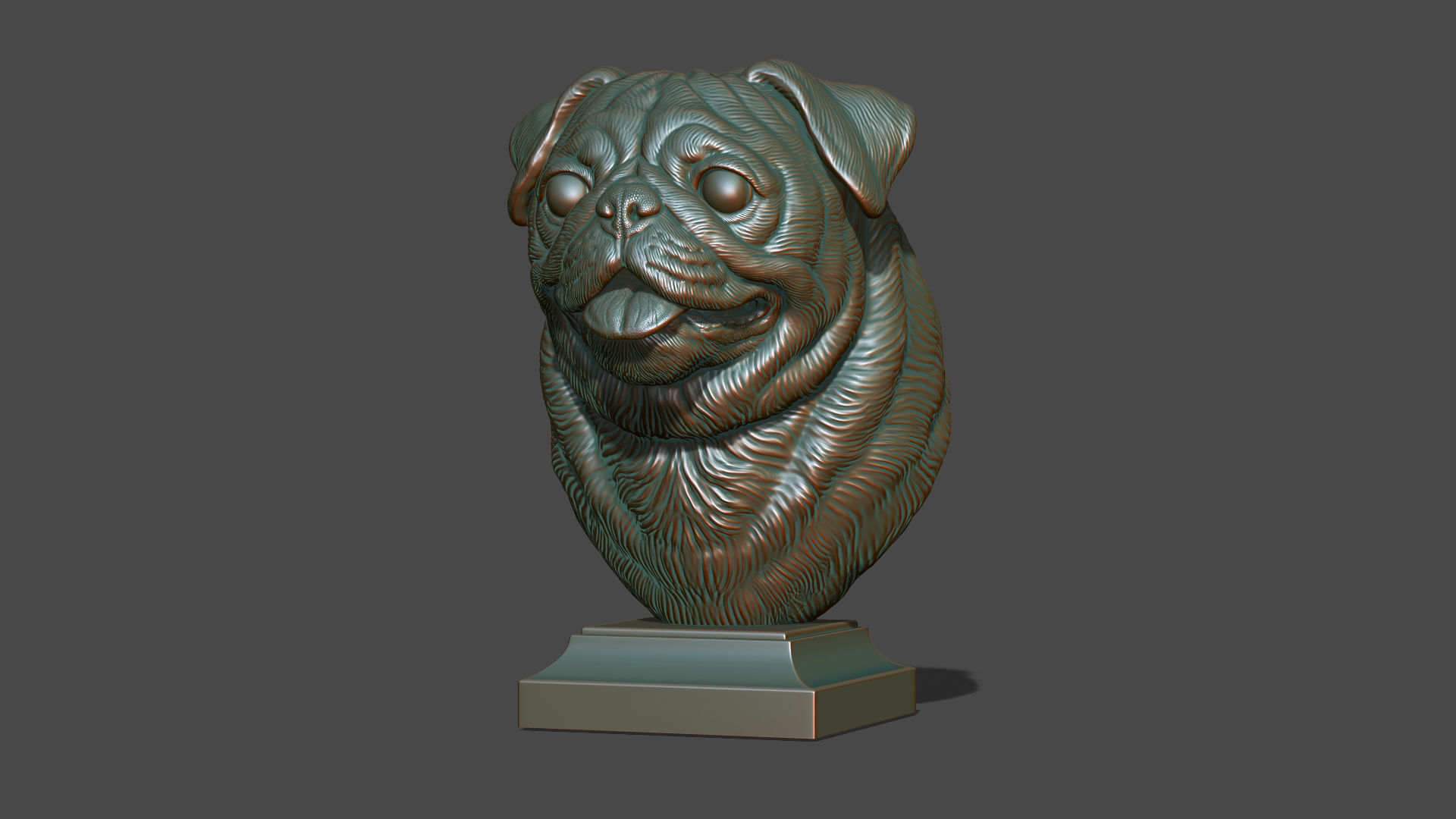 Pug bust version 1 3D print model_18