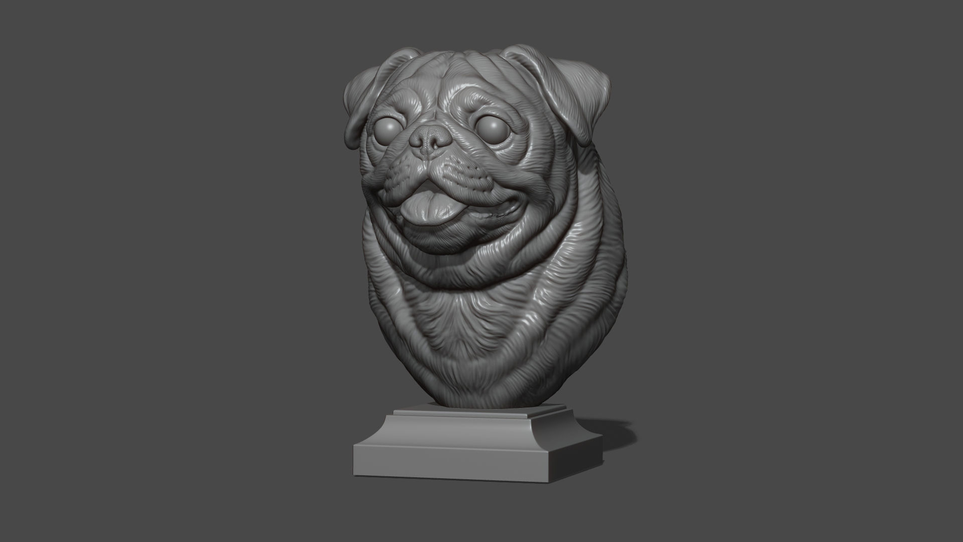 Pug bust version 1 3D print model_15
