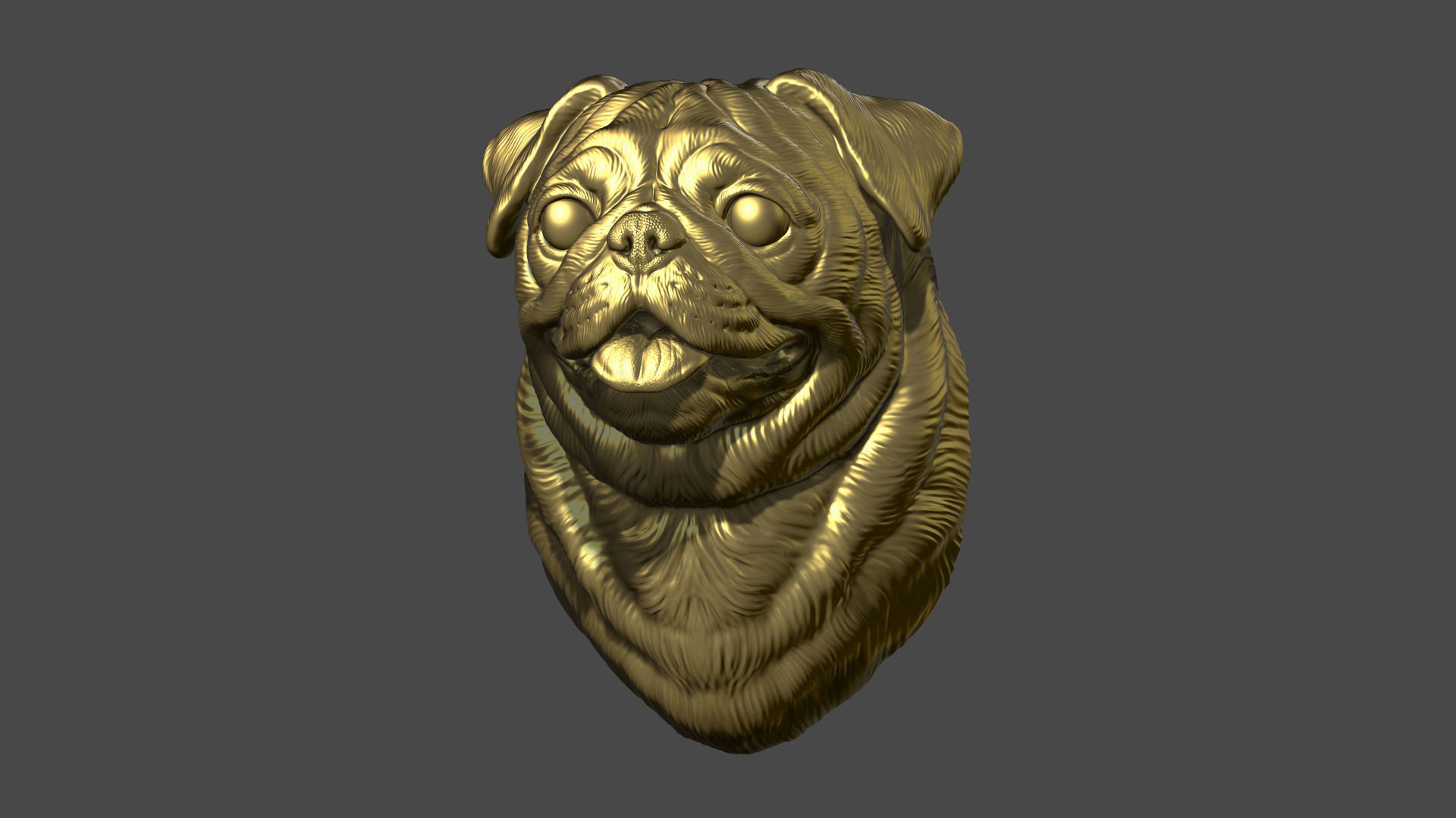 Pug bust version 1 3D print model_4