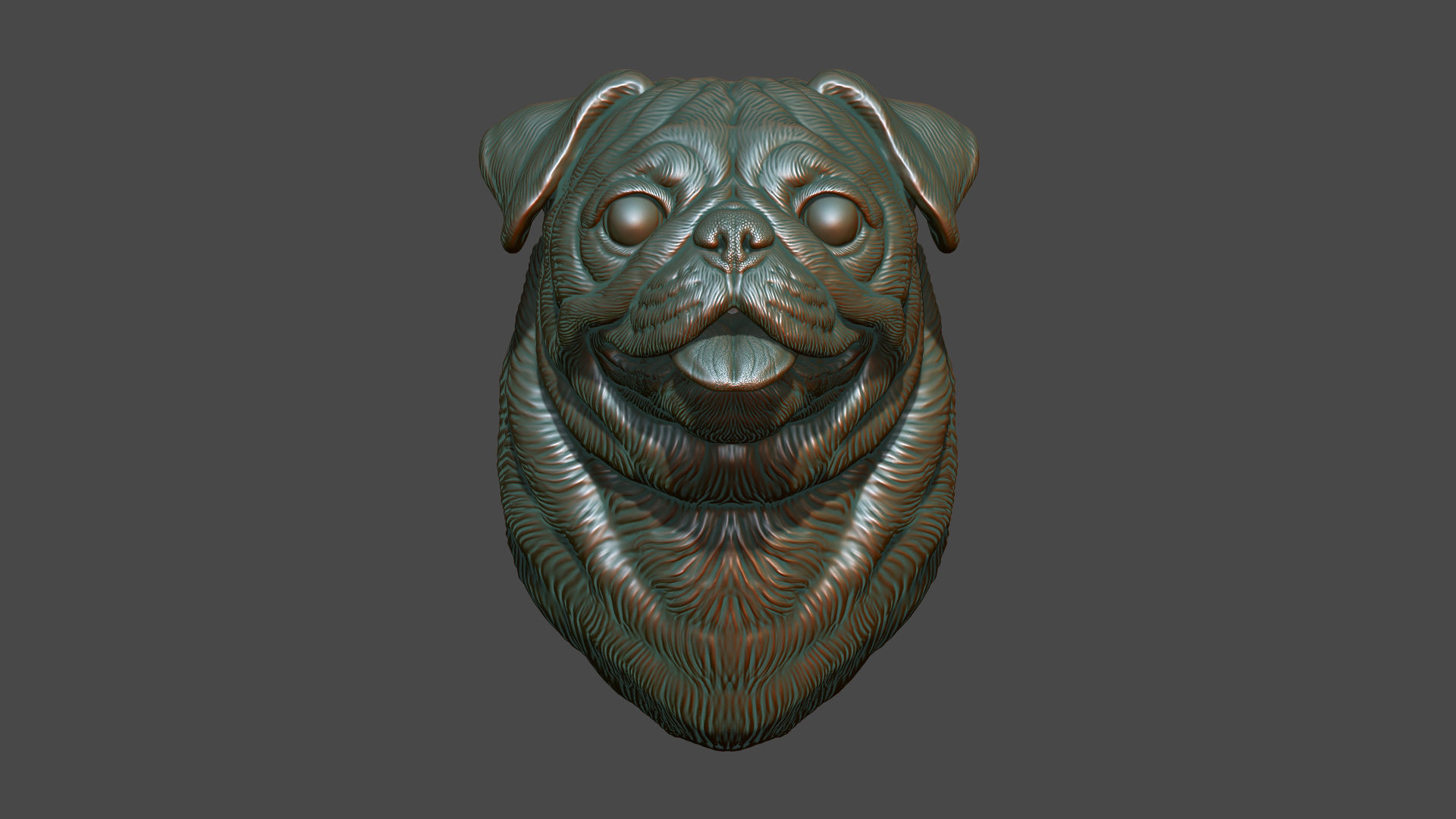 Pug bust version 1 3D print model_3