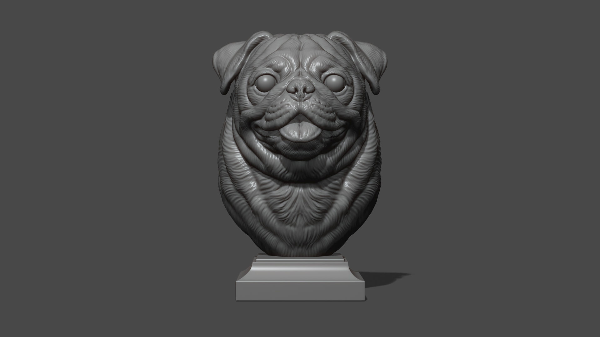 Pug bust version 1 3D print model_16