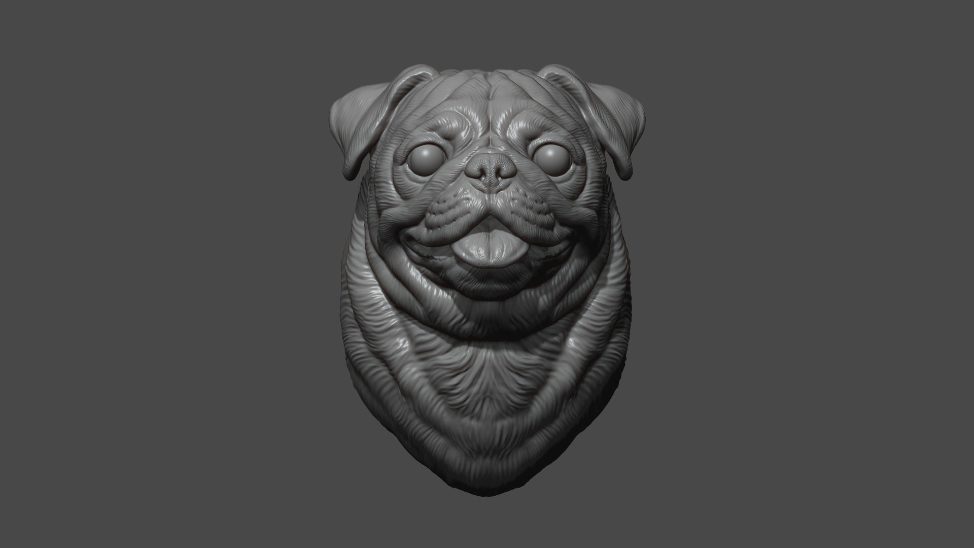 Pug bust version 1 3D print model_5