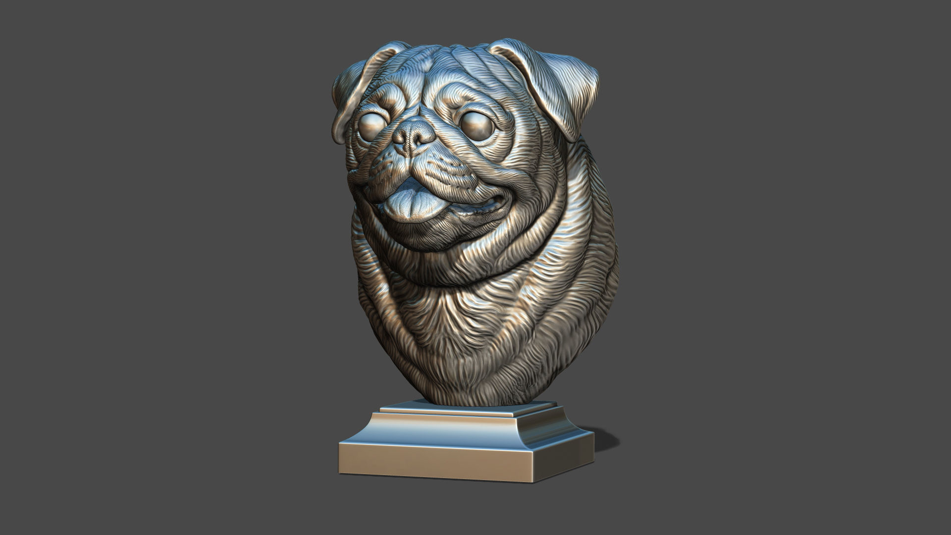Pug bust version 1 3D print model_19