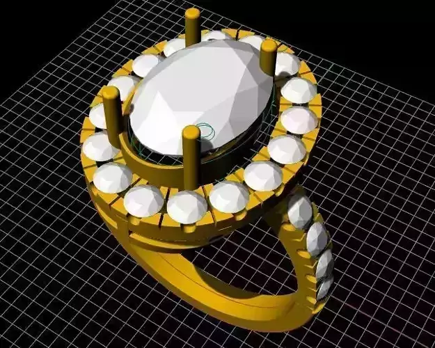 oval stone ring 3dm and stl file