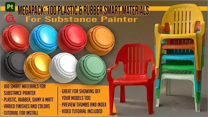 100 Plastic and Rubber smart materials for Substance Painter Texture