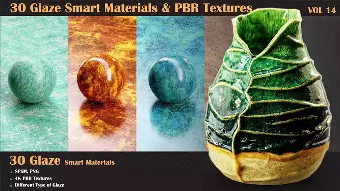 30 Glaze Smart Materials and PBR Textures - Vol 14  