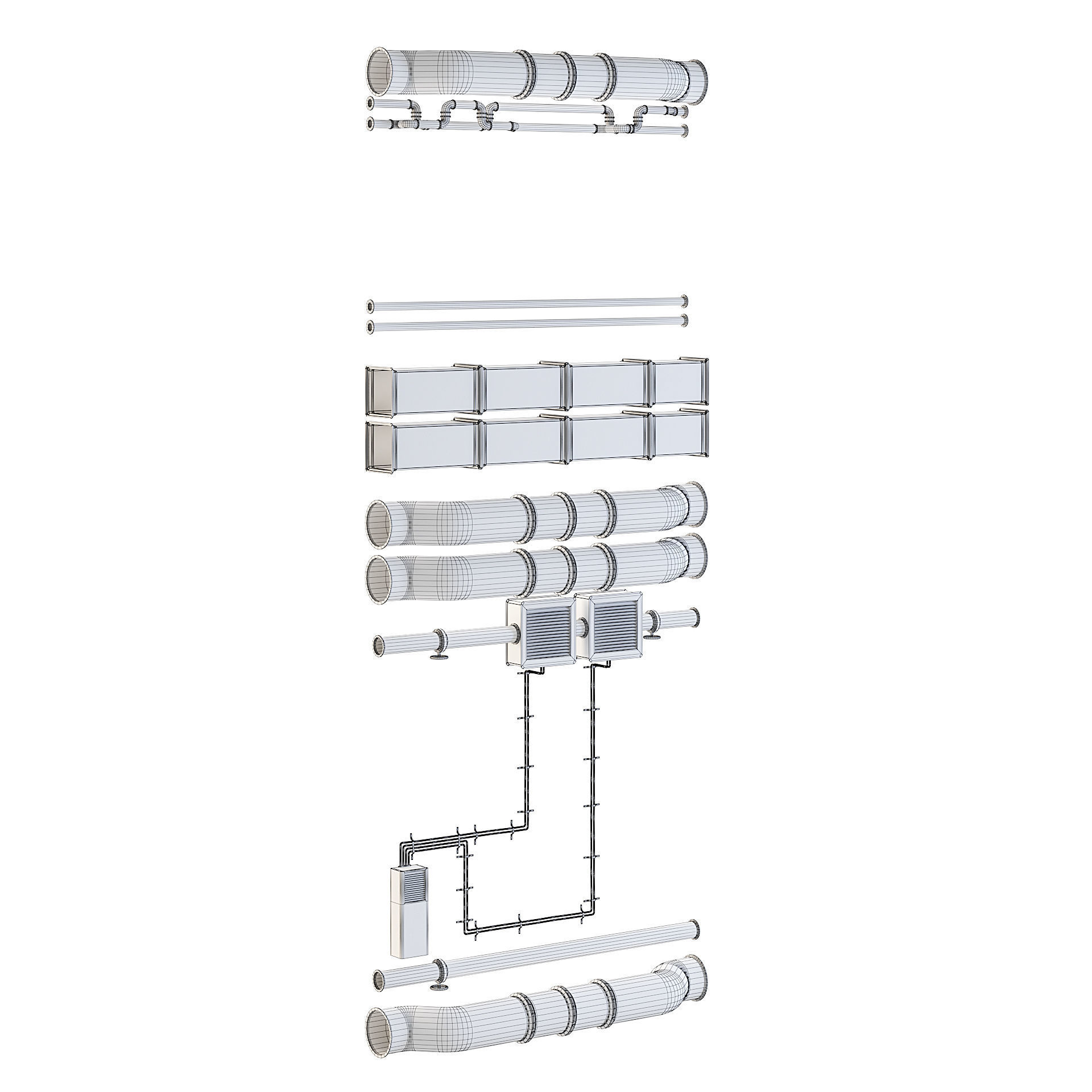 Wall Pipes 3D model_3