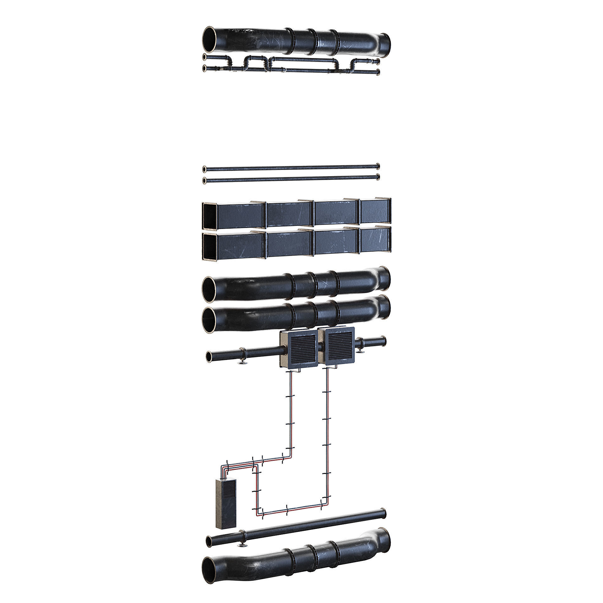 Wall Pipes 3D model_2