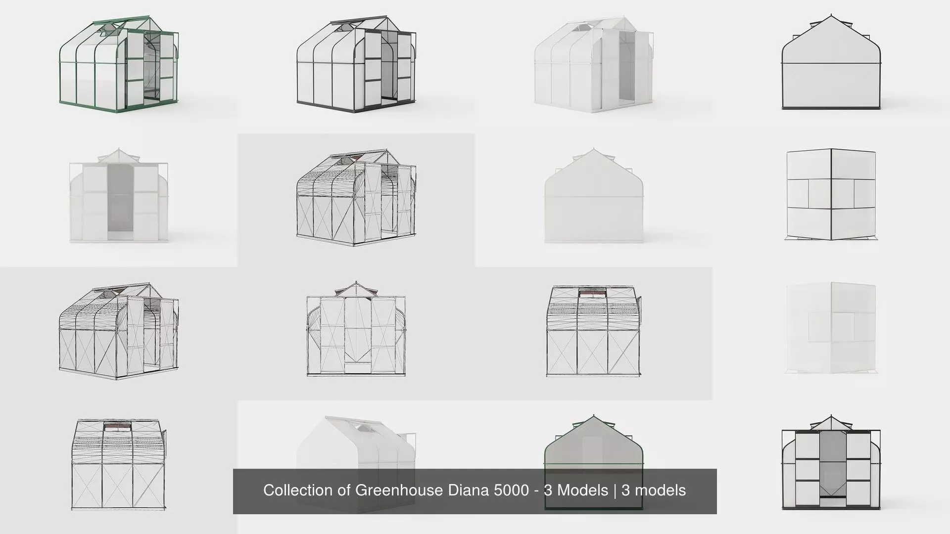 Collection of Greenhouse Diana 5000 - 3 Models 3D Model Pack