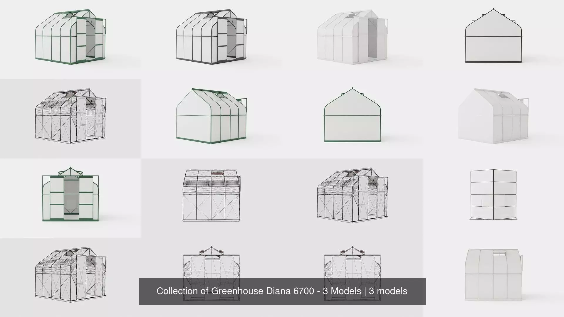 Collection of Greenhouse Diana 6700 - 3 Models 3D Model Pack