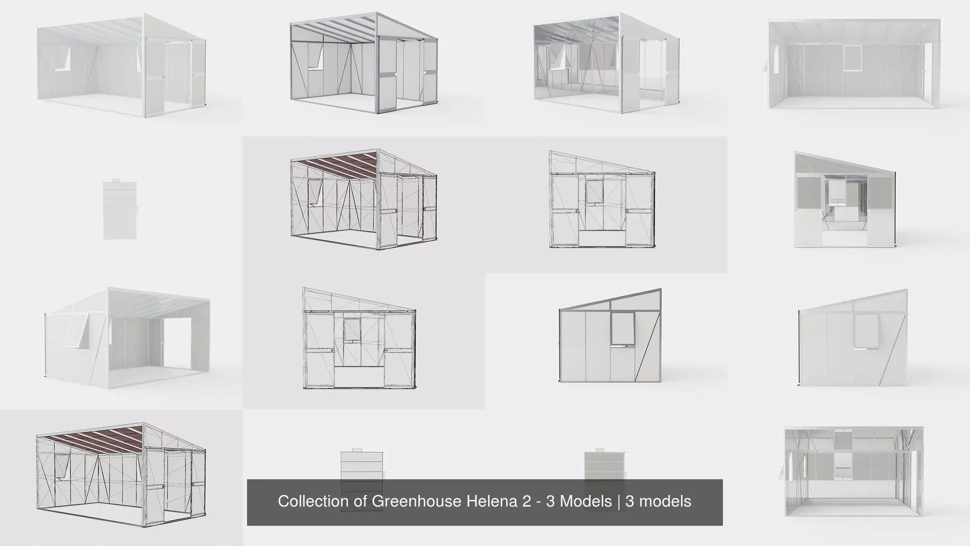Collection of Greenhouse Helena 2 - 3 Models 3D Model Pack