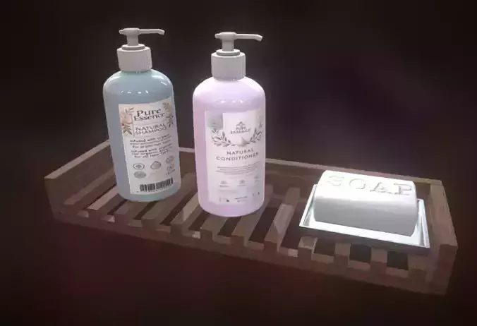 Shampoo Shelf - Low Poly PBR VR AR