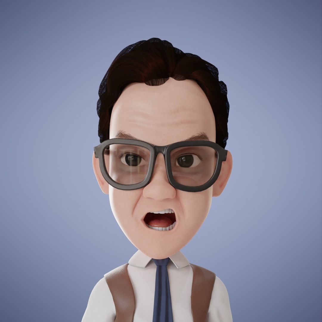 Daddy cartoon Low-poly 3D model_3