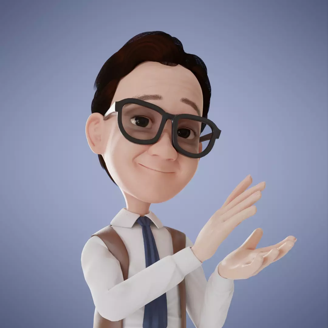 Daddy cartoon Low-poly 3D model_0