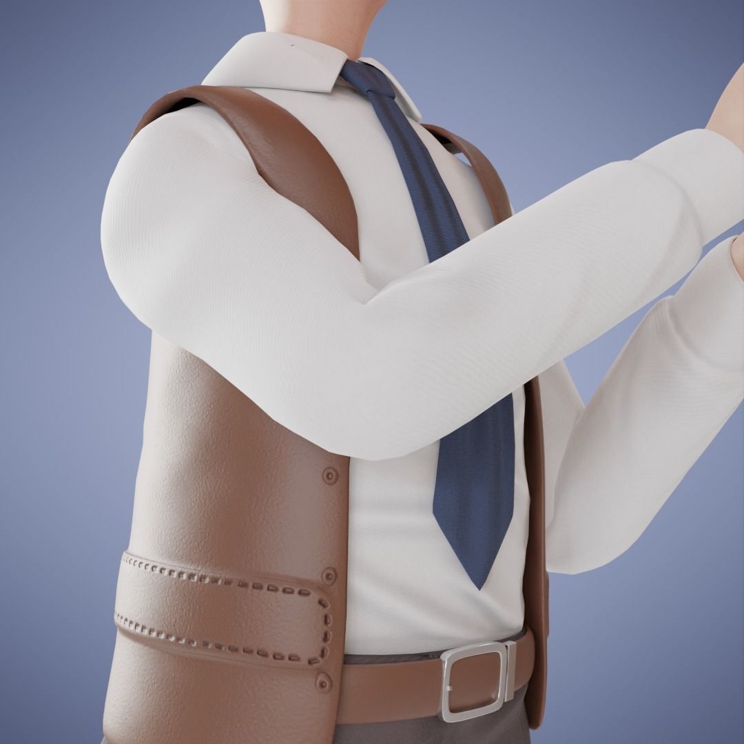 Daddy cartoon Low-poly 3D model_6