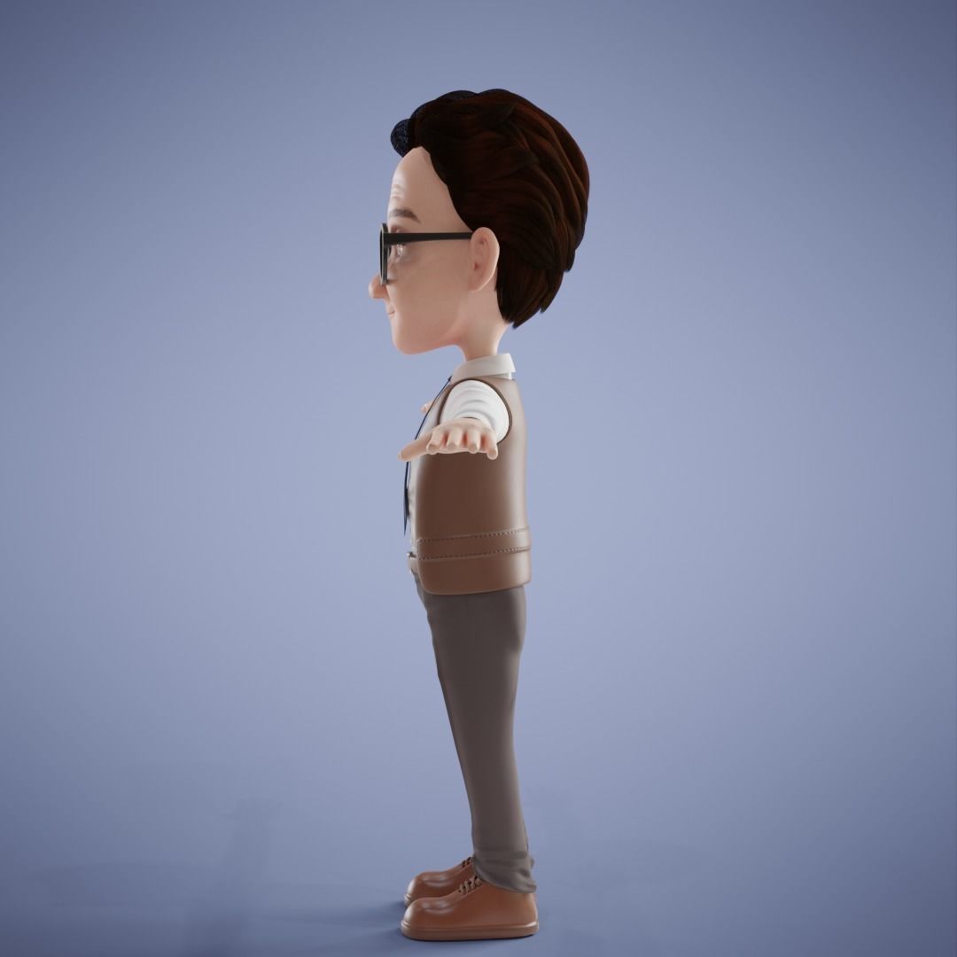 Daddy cartoon Low-poly 3D model_7