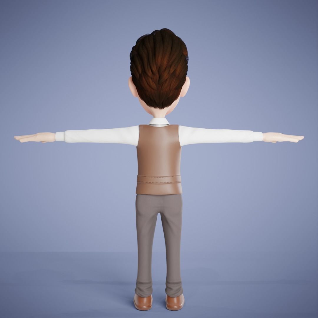 Daddy cartoon Low-poly 3D model_9