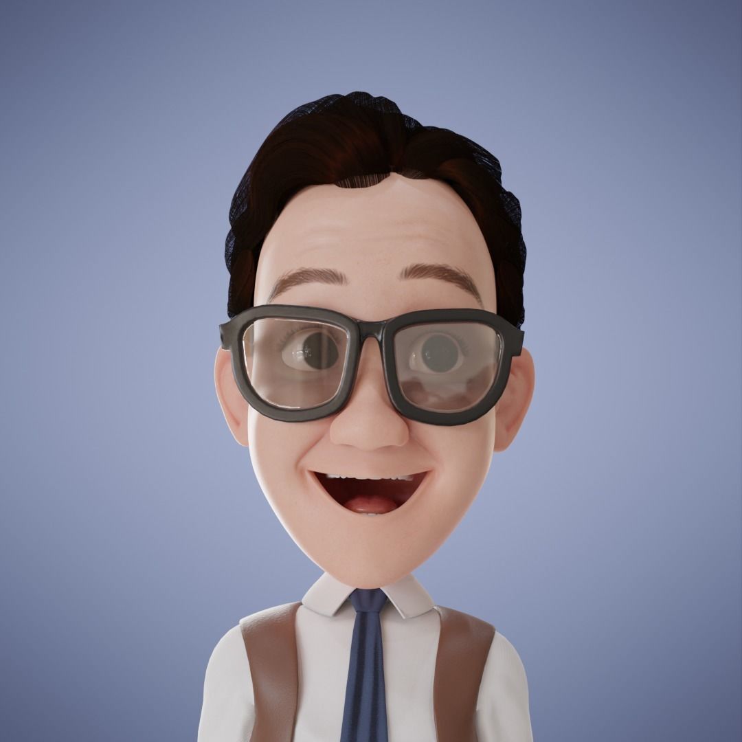 Daddy cartoon Low-poly 3D model_13