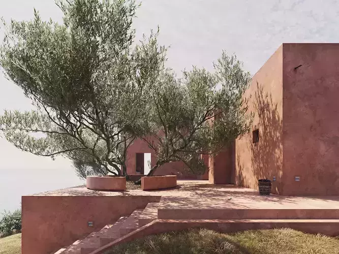 Mediterranean Villa exterior scene 3D model