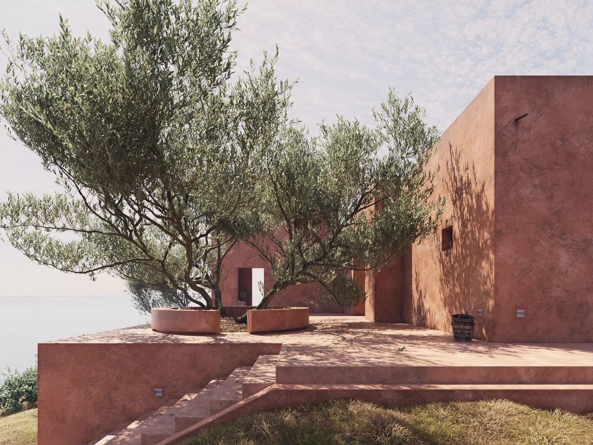 Mediterranean Villa exterior scene 3D model_0