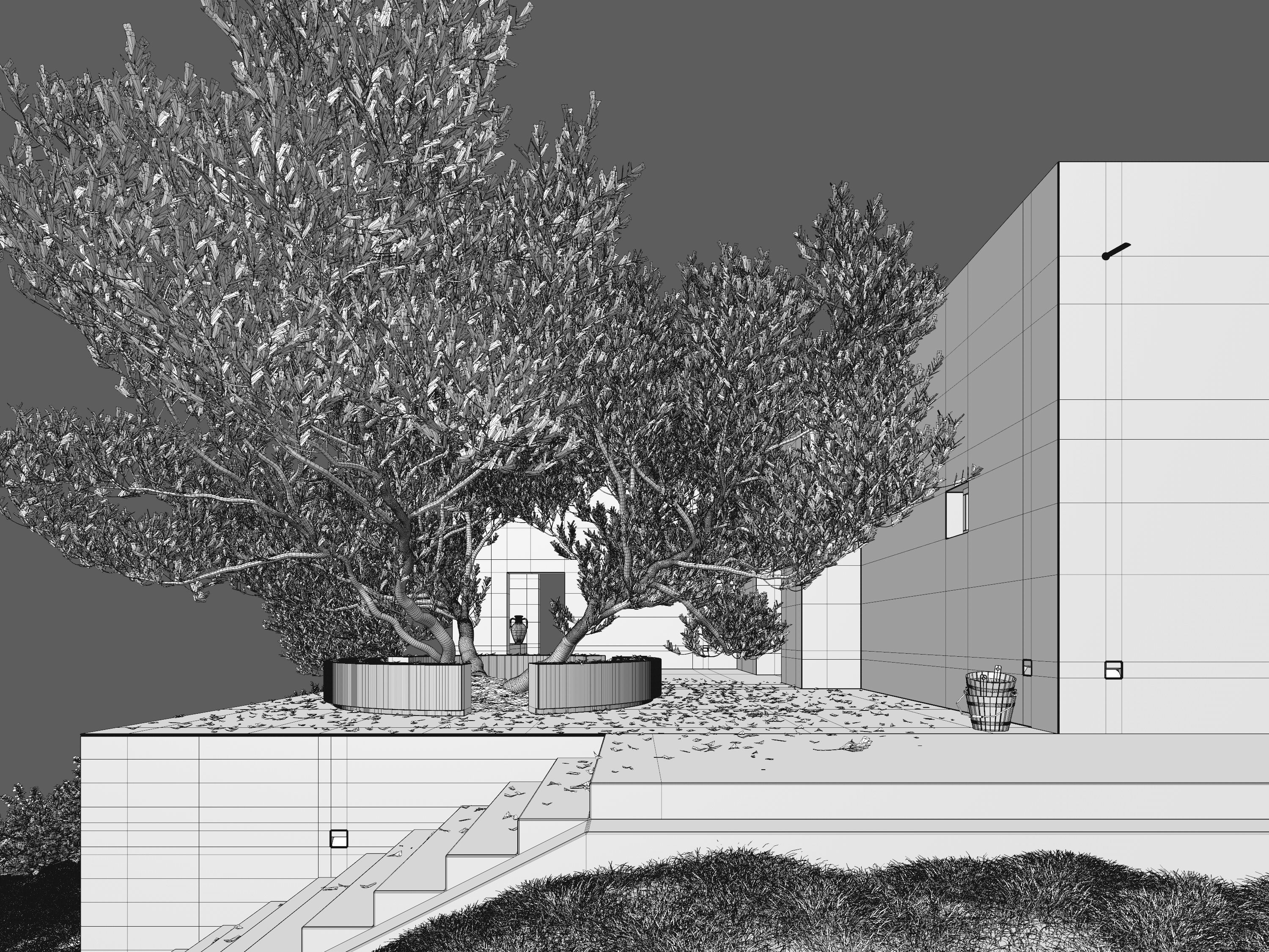 Mediterranean Villa exterior scene 3D model_10