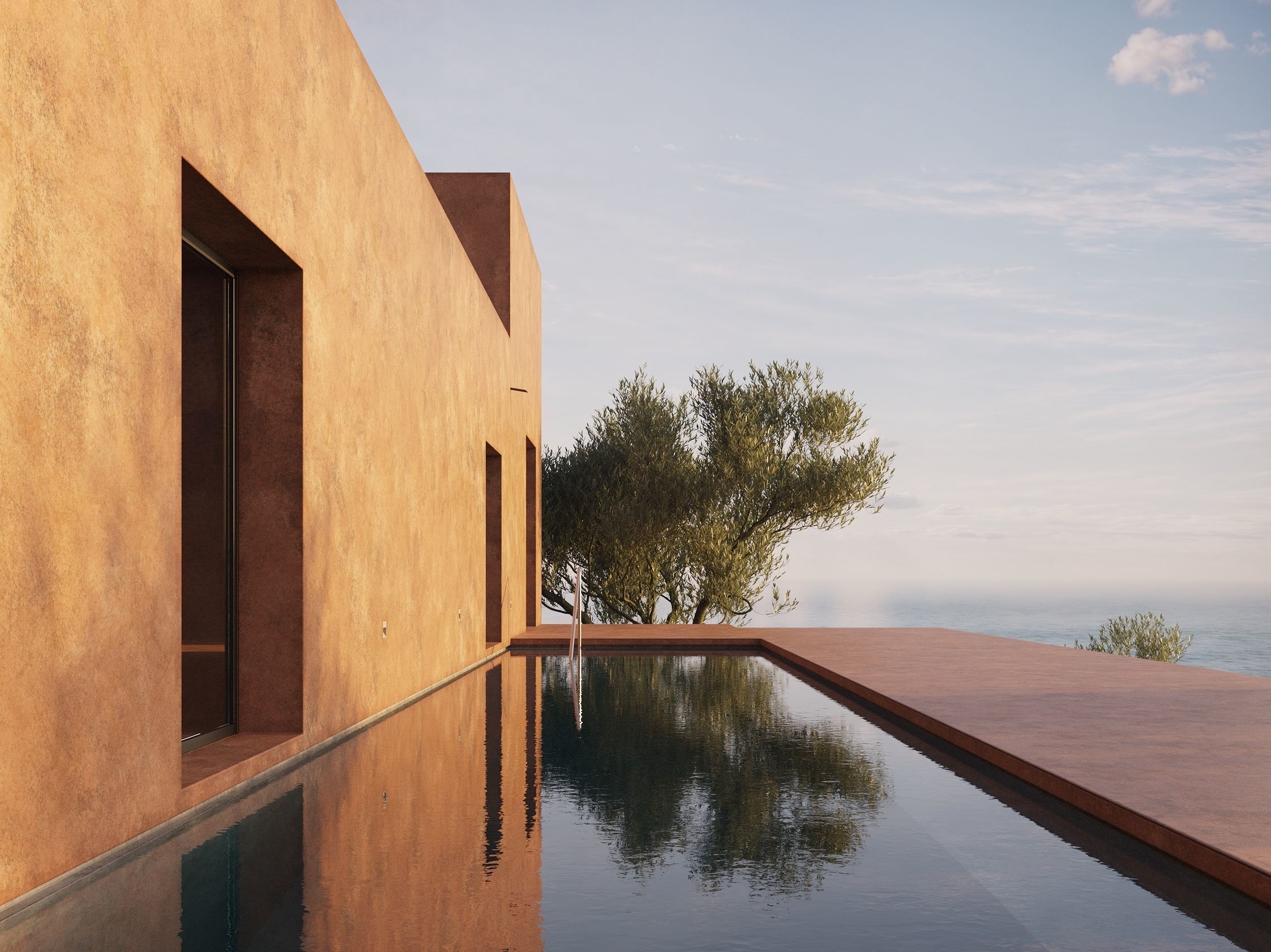 Mediterranean Villa exterior scene 3D model_4